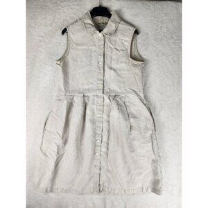 Eddie Bauer Linen Jumper Dress Size Medium Beige Vintage Prairie Cottagecore